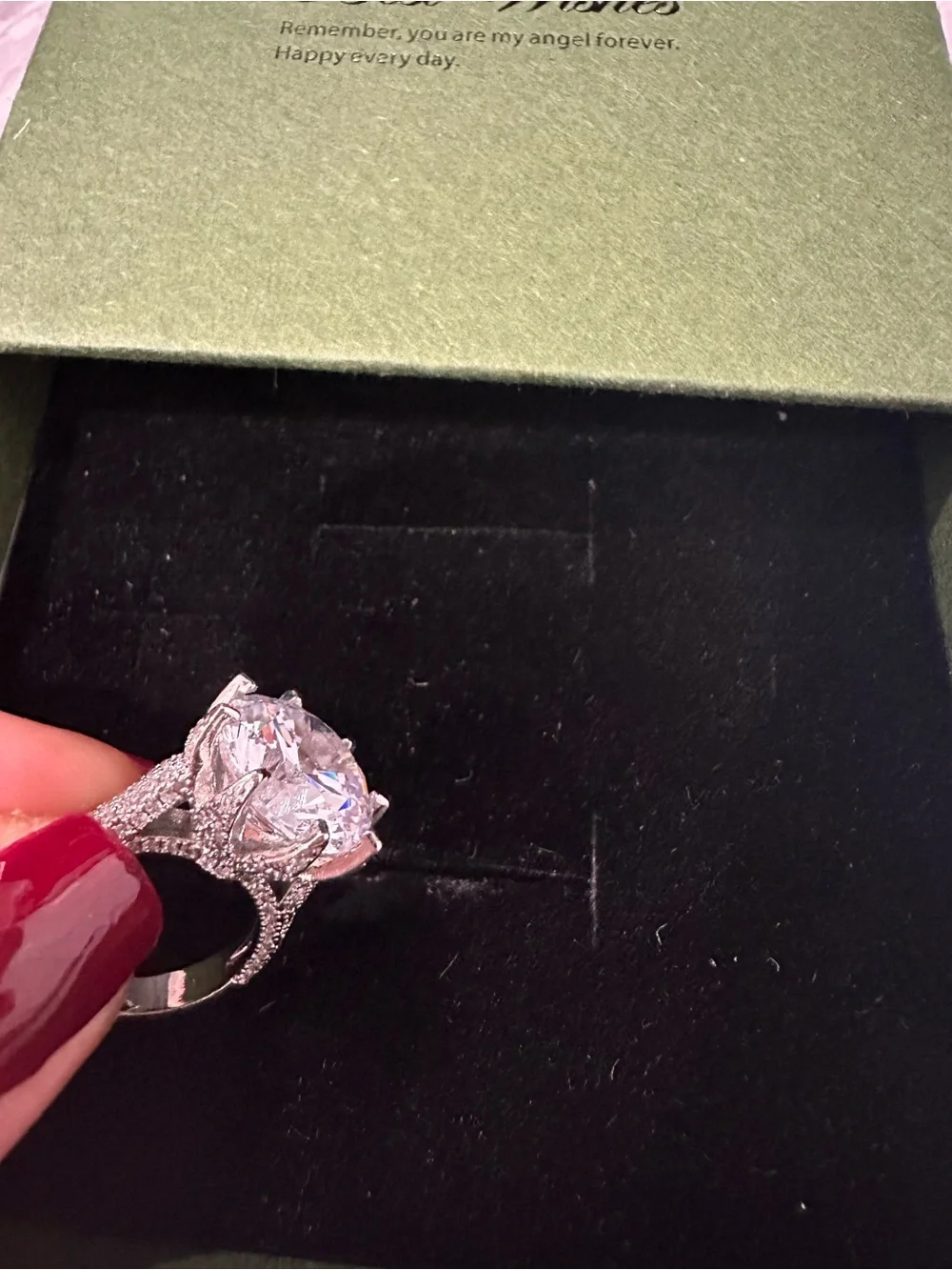 Round Solitaire Crystal Ring in Silver - Best Wishes
